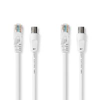 Coax- en CAT6-Combikabel | IEC (Coax) Male / RJ45 Male | IEC (Coax) Female / RJ45 Male | Vernikkeld - thumbnail