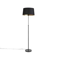 QAZQA - Klassiek | Antiek Vloerlamp zwart met zwarte kap 45 cm verstelbaar - Parte | Woonkamer | Slaapkamer - Staal Cilinder |Langwerpig |Rond - E27 Geschikt voor LED - Max. 1 x 60 Watt