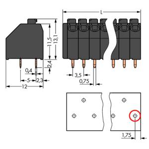 WAGO 250-204/000-009 Veerkrachtklemblok 1.50 mm² Aantal polen 4 Lichtgrijs 300 stuk(s)