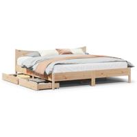 vidaXL Bedframe met lades massief grenenhout 200x200 cm, bed, bed ombouw, twijfelaar bed, bedbodem, slaapkamermeubel, 2 persoonsbed, tweepersoonsbed