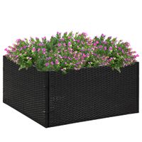 Plantenbak 80x80x40 cm poly rattan zwart - thumbnail