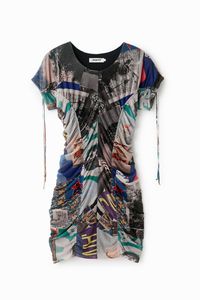 Slim fit mini-jurk met ruches - MATERIAL FINISHES - XS