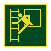 Noodvenster met vluchtladder lichtgevend - 200 x 200 mm - Kunststof bord