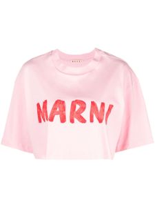 Marni t-shirt crop en coton à logo imprimé - Rose