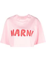 Marni t-shirt crop en coton à logo imprimé - Rose