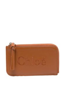 Chloé porte-monnaie zippé à logo brodé - Marron