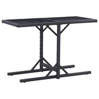 vidaXL Tuintafel Buitentafel Terrastafel Balkontafel Tafel Tafeltje Tuinmeubel Tuintafels Eettafel Loungetafel Tuintafeltje Glas Poly Rattan Zwart