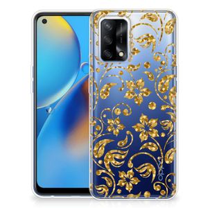 OPPO A74 4G TPU Case Gouden Bloemen