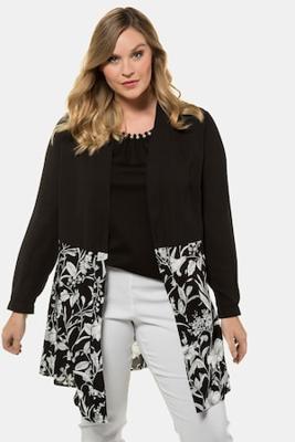 Ulla Popken Jasje, chiffon, open model met sjaalkraag, zijsplitten - Grote Maten