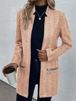 Casual Loose Zipper Herringbone Jacket - thumbnail