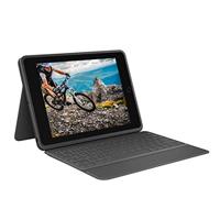 Logitech Rugged Folio voor iPad (7e 8e & 9e generatie), Beschermende toetsenbordcase met Smart Connector en duurzaam morsbestendig toetsenbord, QWERTY US International layout - Graphite