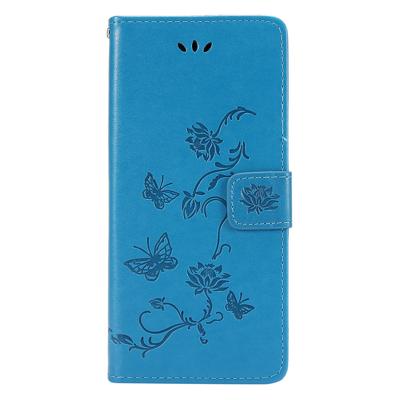 Shop4 - Motorola Moto G9 Plus Hoesje - Wallet Case Bloemen Vlinder Blauw