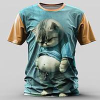 Grafisch Nijlpaard Retro vintage Casual Street Style Voor heren 3D-afdrukken T-shirt Buitensporten Feestdagen Uitgaan T-shirt blauw Oranje Korte mouw Strakke ronde hals Overhemd Lente zomer Kleding S Lightinthebox