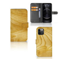 Apple iPhone 12 Pro Max Book Style Case Licht Hout - thumbnail