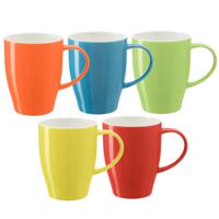 Koffie mokken/bekers Paris - 5x - porselein - multi kleuren - 350 ml - stijlvolle vorm