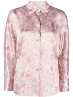 Vince chemise en soie Dahlia à fleurs - Rose