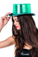 Hoge hoed lamee met paillettenband