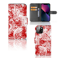 Telefoonhoesje met Naam iPhone 13 Mini Angel Skull Rood - thumbnail