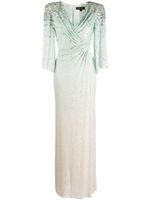 Jenny Packham robe longue Nori à fleurs appliquées - Vert