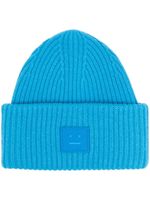 Acne Studios bonnet nervuré à logo - Bleu