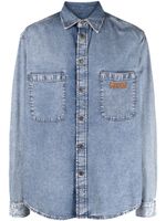 Moschino chemise en jean délavé à logo brodé - Bleu - thumbnail