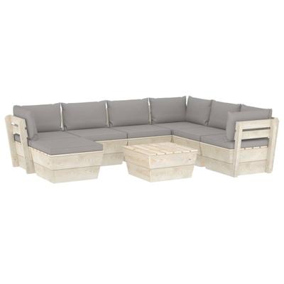 vidaXL 8-delige Loungeset met kussens pallet vurenhout