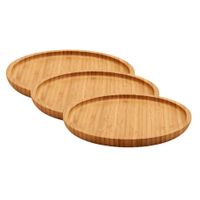 3x stuks bamboe houten broodplanken/serveerplanken/hamplanken rond 20 cm - thumbnail