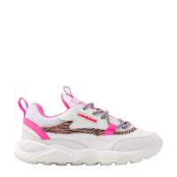 Vingino Marta leren chunky sneakers wit/neon roze