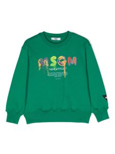 MSGM Kids sweat en coton à logo imprimé - Vert