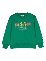 MSGM Kids sweat en coton à logo imprimé - Vert - thumbnail