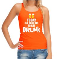 Oranje good day to get drunk bier tanktop / mouwloos Koningsdag t-shirt voor dames - thumbnail