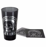 Harley-Davidson Skull Rider Hoog Glas met Bijbehorende Onderzetters - LAATSTE KANS - thumbnail