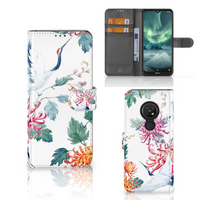 Nokia 7.2 | Nokia 6.2 Telefoonhoesje met Pasjes Bird Flowers