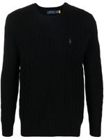 Polo Ralph Lauren pull en maille torsadée à logo brodé - Noir