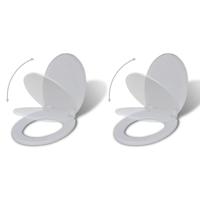 vidaXL Toiletbrillen met soft-close deksels 2 st kunststof wit