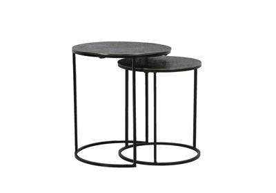 Light & Living Bijzettafel 'Rengo' Set van 2 stuks, kleur Zwart Nikkel