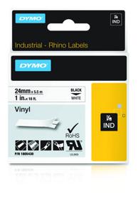 Labeltape DYMO IND RHINO 1805430 Vinyl Tapekleur: Wit Tekstkleur:Zwart 24 mm 5.5 m