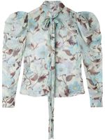 Stella McCartney blouse Lady Garden en soie - Bleu