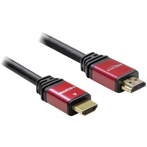 Delock 84335 HDMI-kabel HDMI Aansluitkabel HDMI-A-stekker, HDMI-A-stekker 5.00 m Rood/zwart Vergulde steekcontacten, Met Ferrietkern