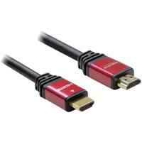 Delock 84335 HDMI-kabel HDMI Aansluitkabel HDMI-A-stekker, HDMI-A-stekker 5.00 m Rood/zwart Vergulde steekcontacten, Met Ferrietkern - thumbnail