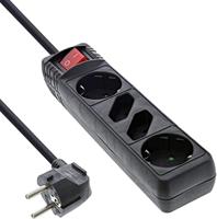 InLine 16441S - verlengkabel (1,5 m, 4 AC-uitgangen, zwart, kunststof, 230 V, 3500 W)