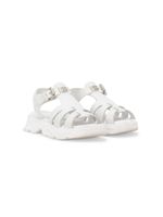 Dolce & Gabbana Kids logo-plaque leather sandals - Blanc