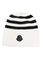 Moncler bonnet en laine nervurée à rayures - Blanc - thumbnail