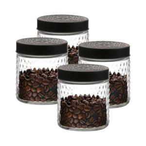 Voorraadpot/bewaarpot Roma - 4x - 500 ml - glas - zwart - D12 x H12 cm