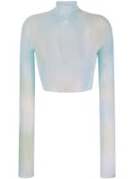 Off-White haut crop tie-dye à logo imprimé - Bleu