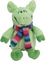 Tender Toys knuffelvarken met sjaal 19 cm groen