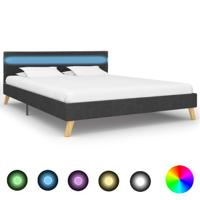 vidaXL Bedframe met LED stof donkergrijs 140x200 cm
