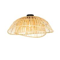 QAZQA Oosterse plafondlamp zwart met naturel bamboe 62 cm - Pua