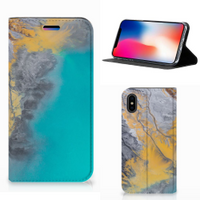 Apple iPhone X | Xs Standcase Marble Blue Gold - thumbnail