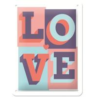 Love Embossed Reliëf Metalen Bord  15 x 20 cm